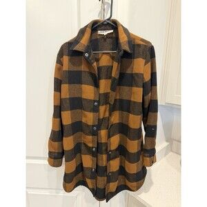 Steve Madden Brown & Black Buffalo Plaid Button Snap Flannel Shacket Men’s Med